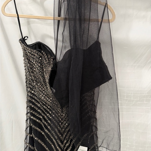 Pronovias Black Strapless Dress with Silver - Atos style 48- Beading size 4 - Picture 13 of 15